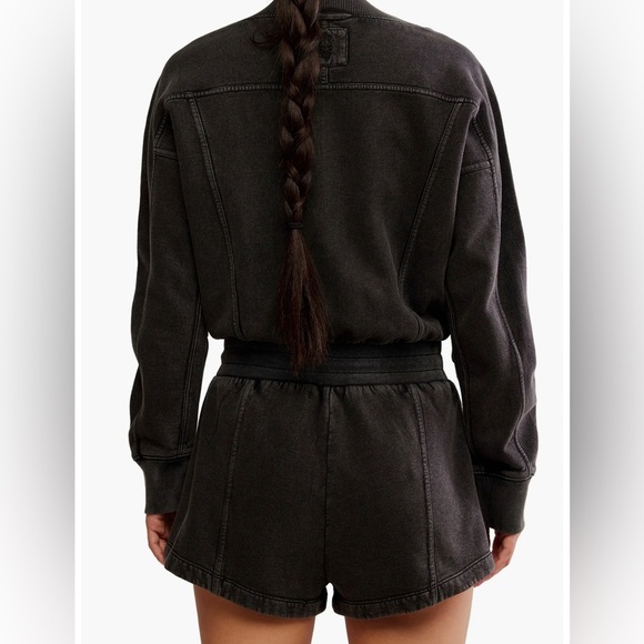 NWT Free People Movement|| Intercept Romper in Black Size Medium with pockets - Picture 2 of 10